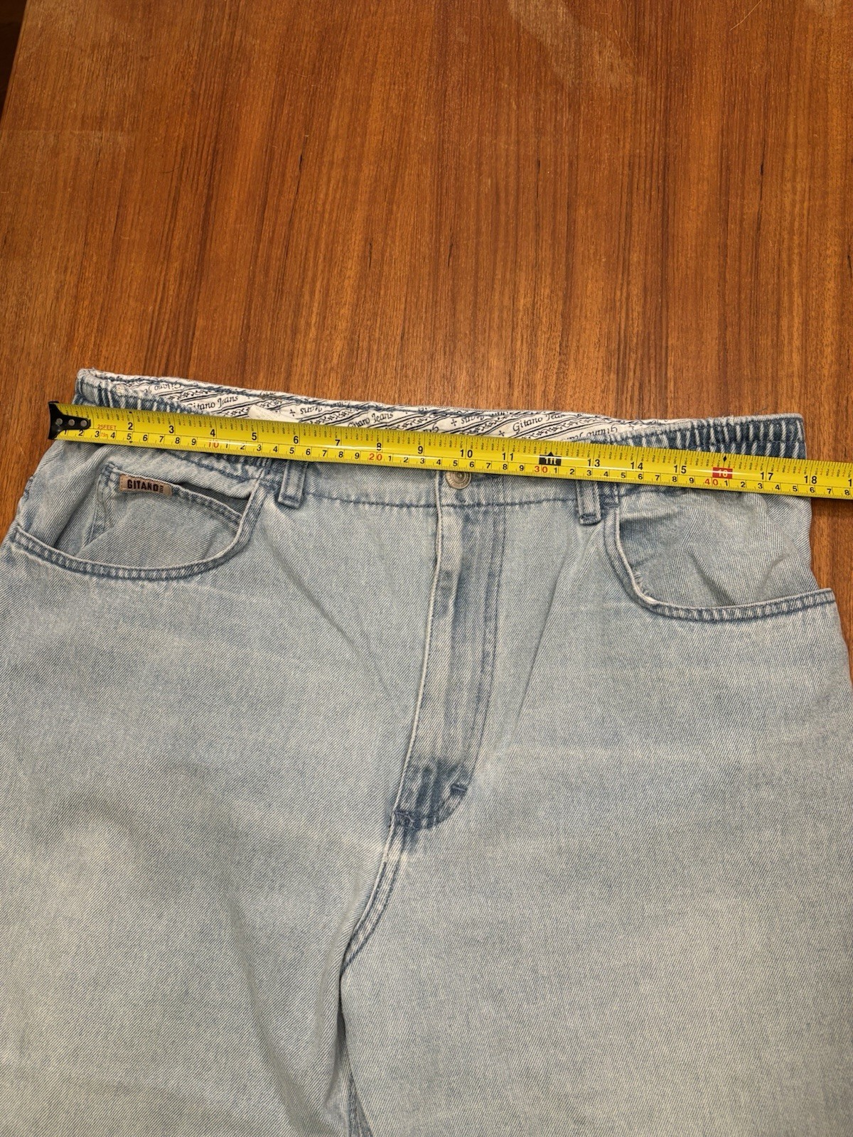 Vintage 80s Mom Gitano High Rise Mom Jeans Elastic Waist Light Wash 16 Tall