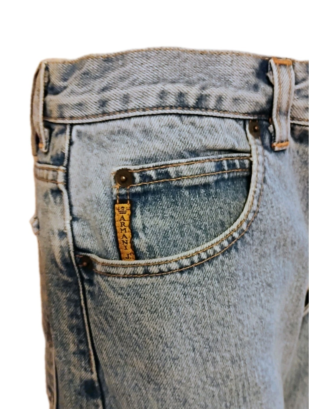 VTG 90’s „Armani Jeans” Blue High Rise Tapered Leg Eagle Logo Designer Jeans 30