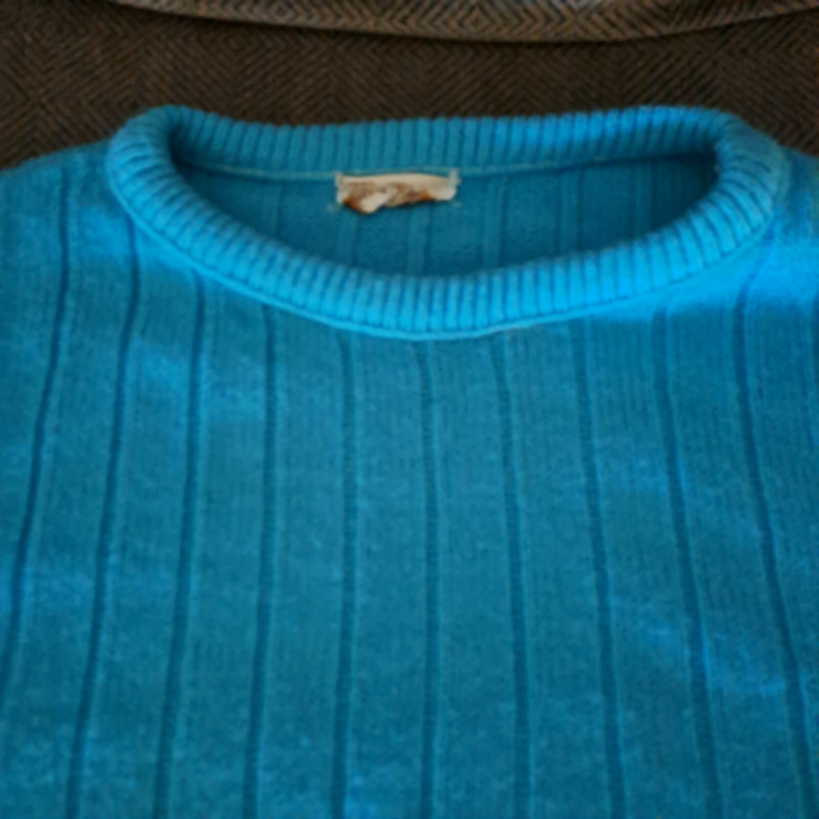 1950’s/60’s Orlon Acrylic Bright Teal Blue Fitted Crop Sweater xs /med