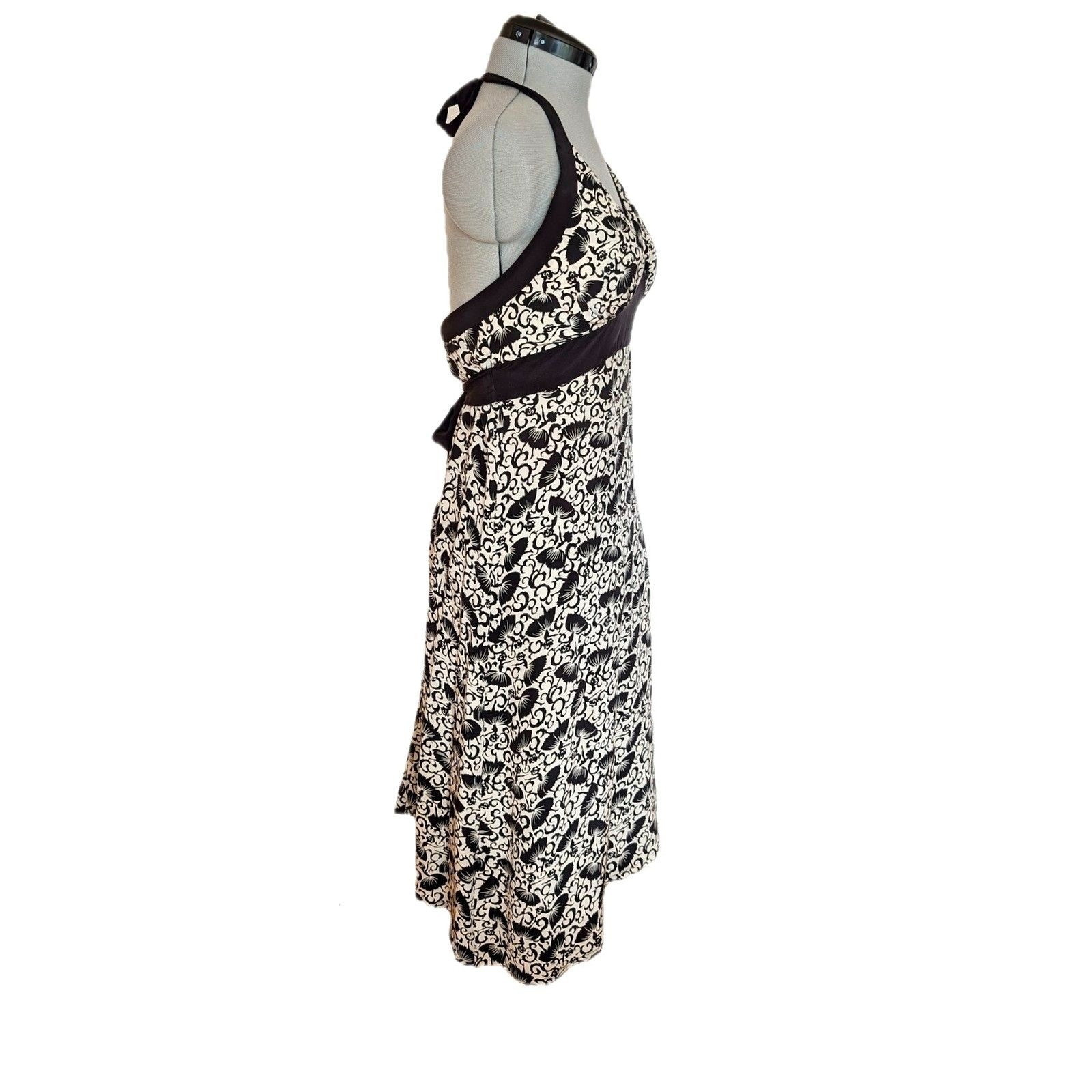 VTG Trashy Diva ASO Sophia Bush „Stay Alive” Dancer Print Silk Halter Dress Sz M