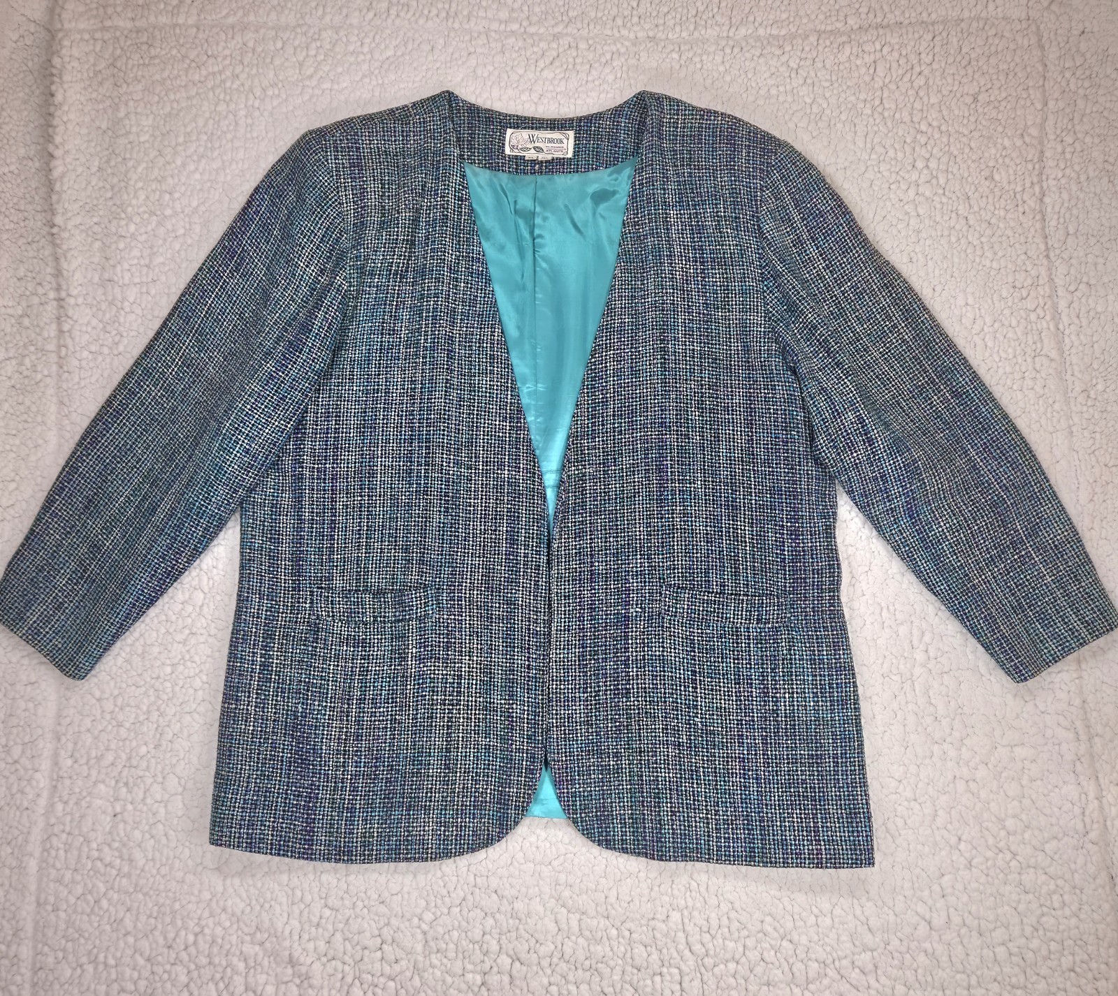 Westbrook Classics Atlanta Womens XL 100% Silk Multicolor Tweed Blazer Jacket