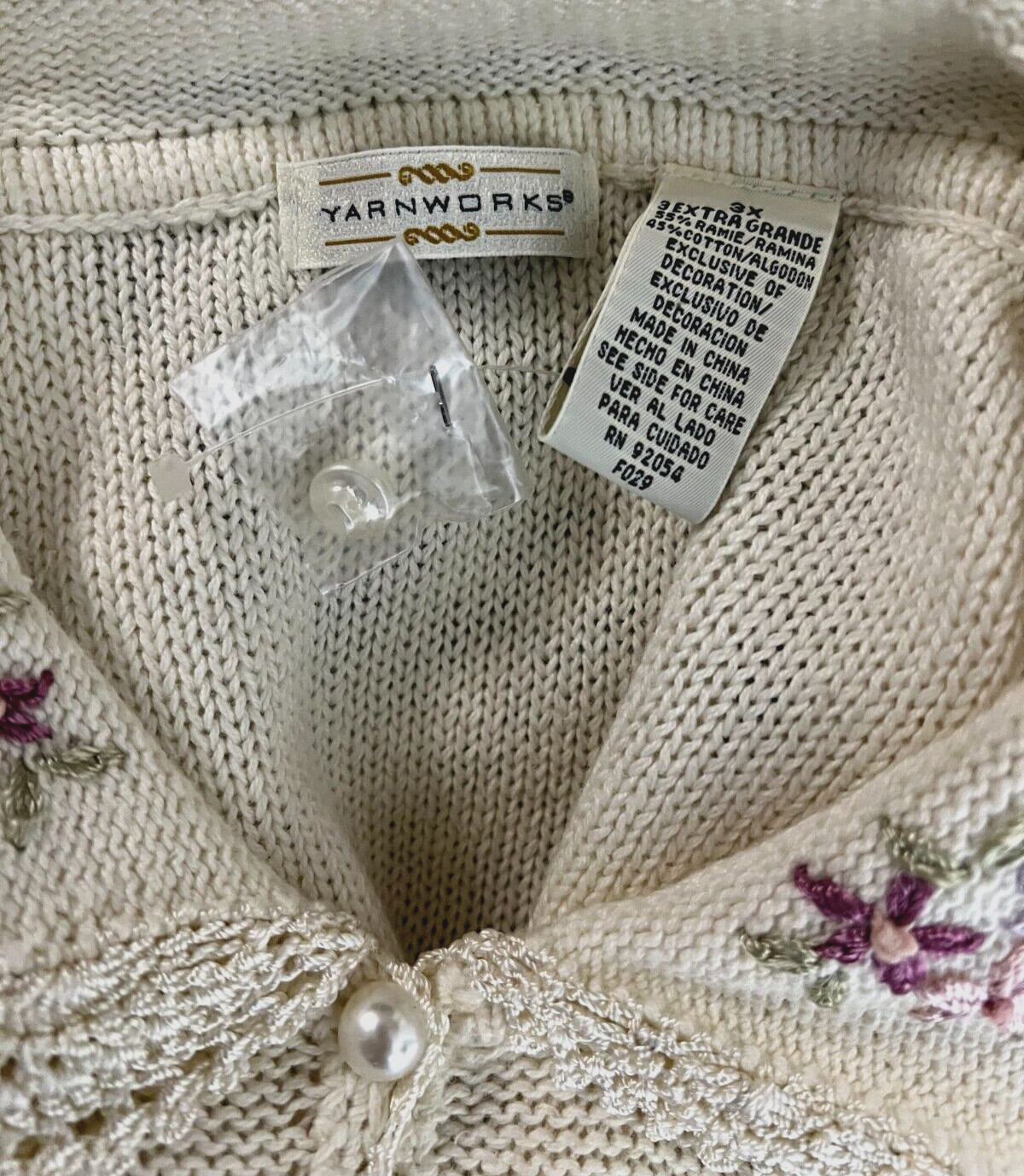 Vtg 90’s Embroidered Floral Pastel Short Sleeve Spring Cardigan Sweater Size 3x