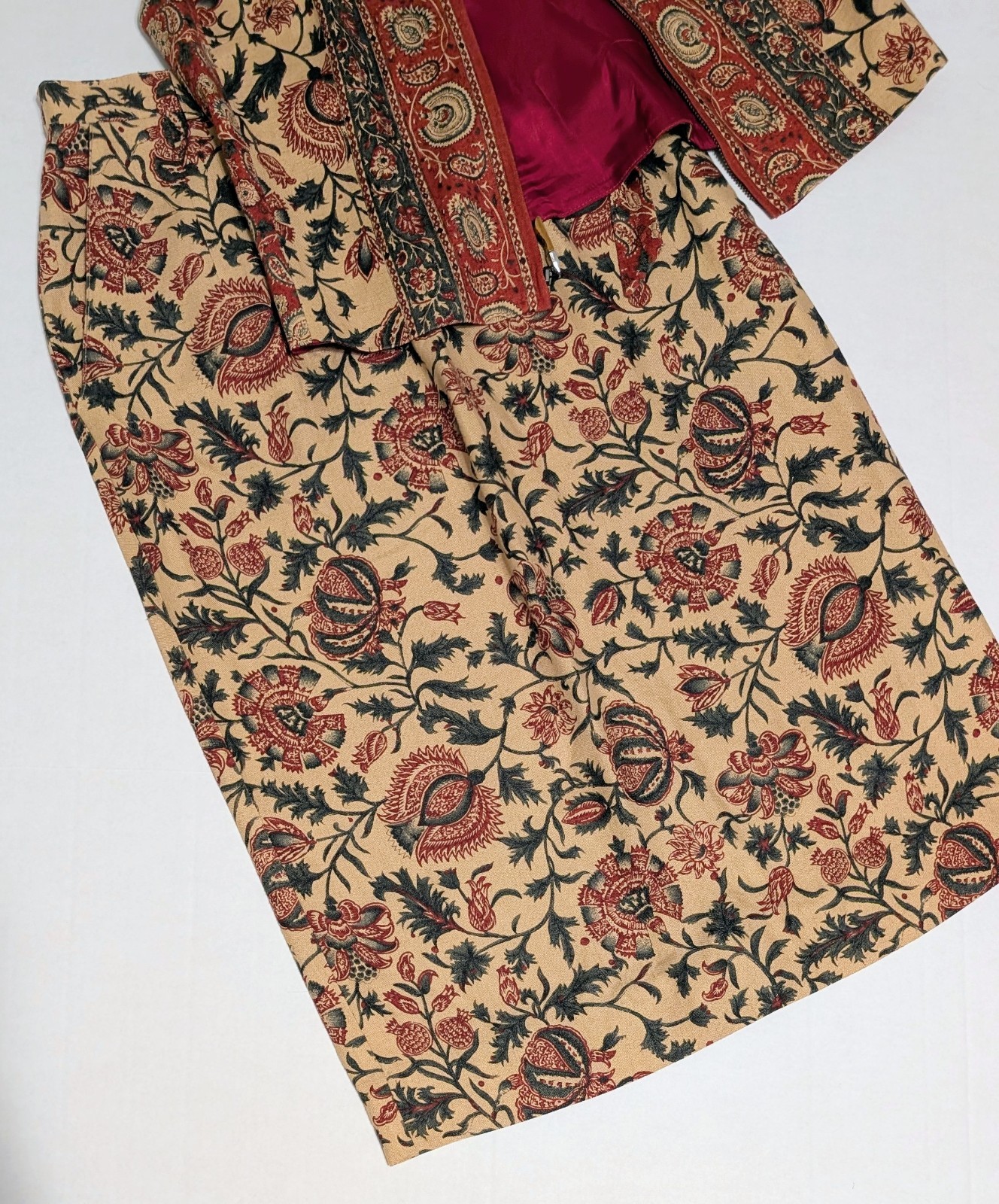 Vintage 90’s Sharon Young Folk Bohemian Artsy Midi Skirt Vest Set Women’s Small
