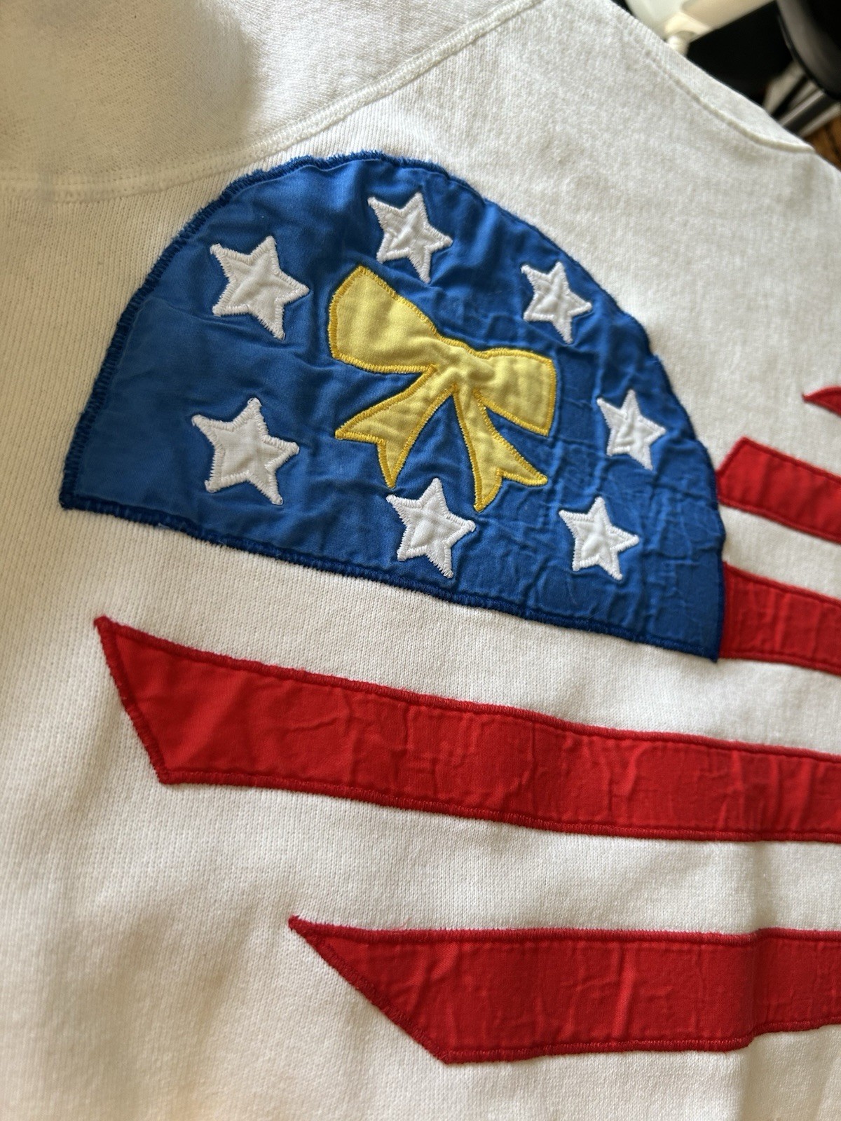 Vintage 70s Lee Sturdy Sweats Patriotic Red White Blue Heart Applique Sweatshirt
