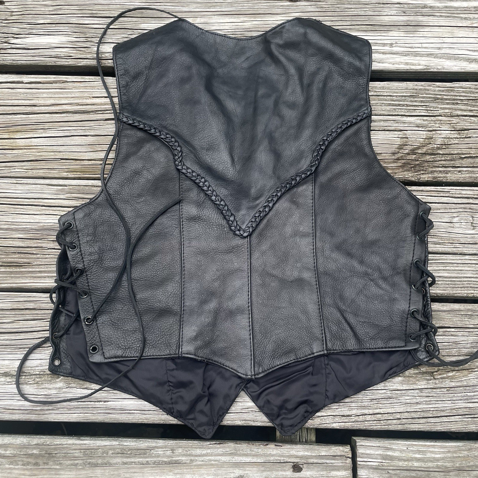Vtg Leather Gear International Vest Biker Glam Rock Goth Grunge XL NEW