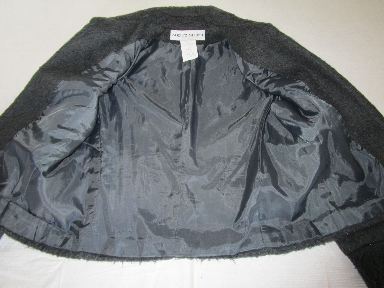 Adolfo Studio Petite Plush Cropped Wool Blend Lined Blazer Jacket Size 4P