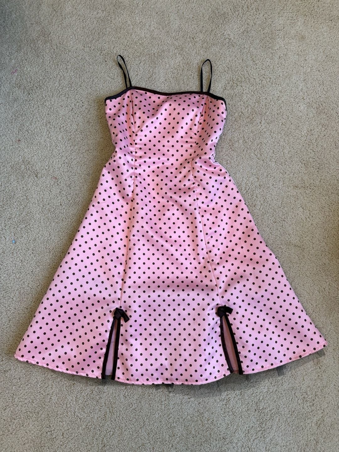 50’s Vintage Retro Pink and Black Polka Dot A-Line Sleeveless Dress by A. Byer