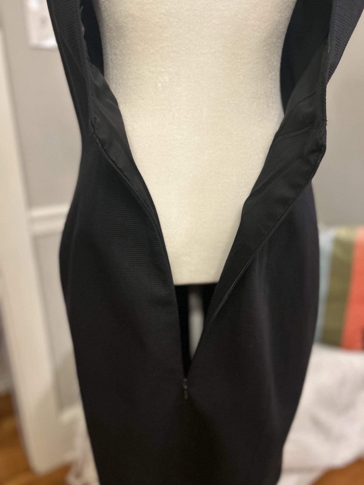 Vintage Barboglio Cristina Jan Dress Black Plunge Back Ribbed 8