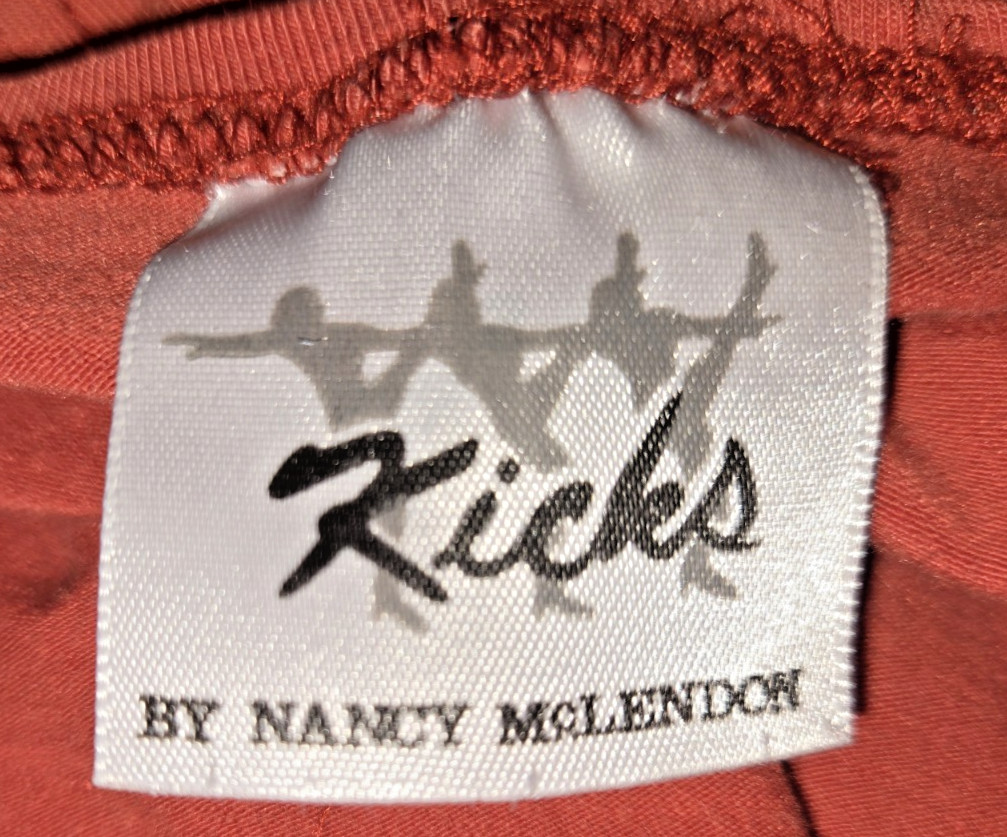Rare VTG Y2K Kicks Nancy McAleney Women’s S Dancewear Rust Red Tee USA