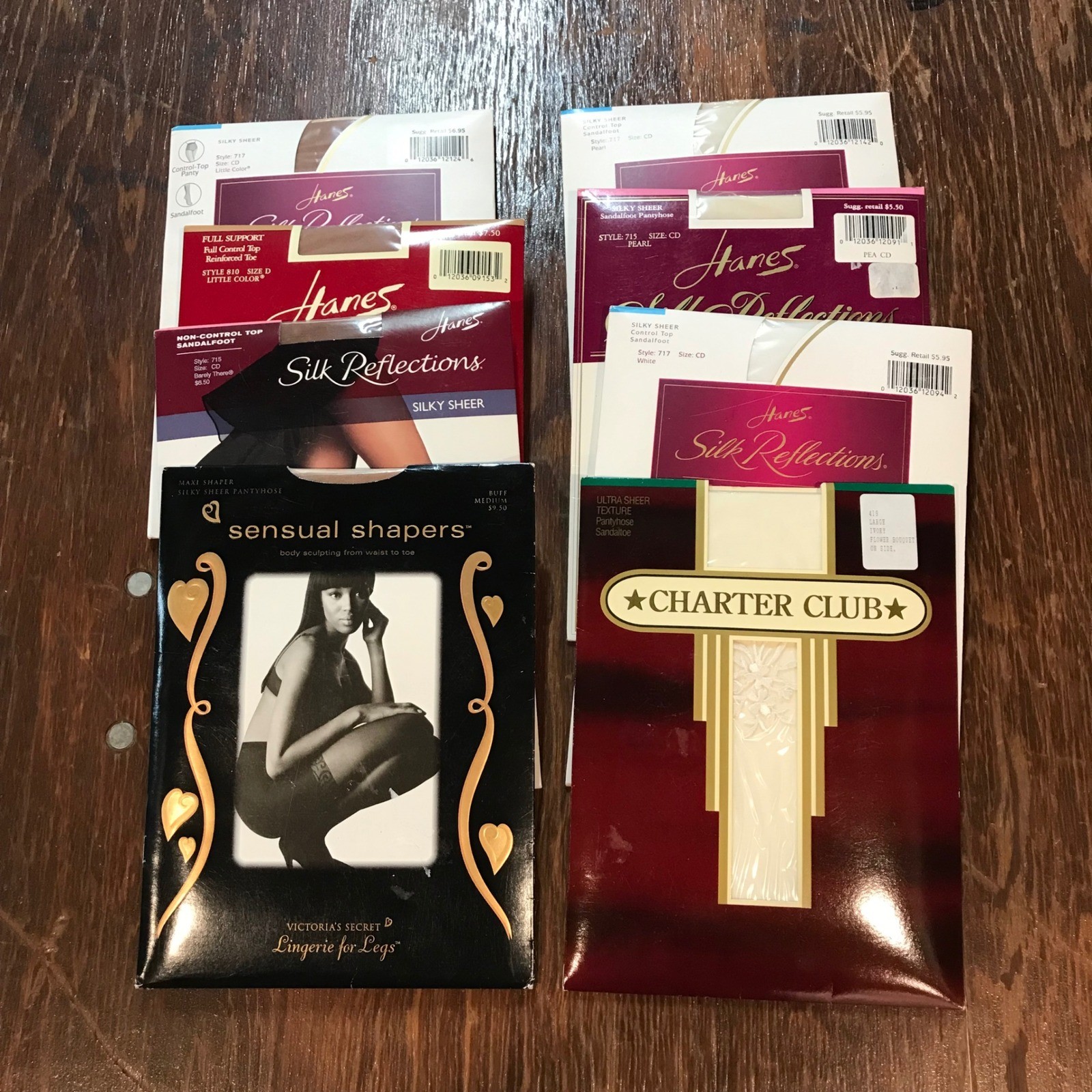 Vintage Pantyhose Lot 8pk Victorias Secret Hanes Silk Reflections Charter Club