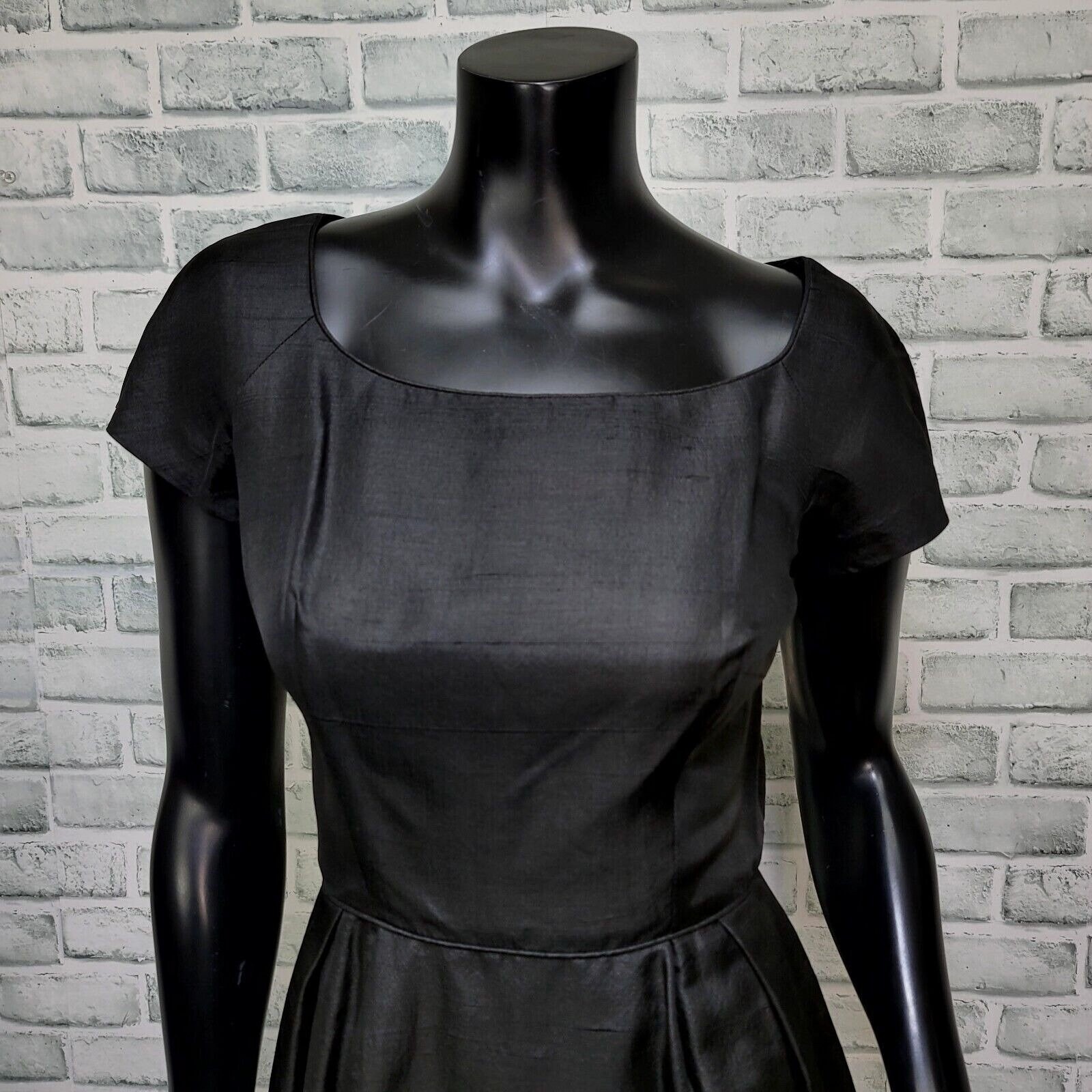 Vintage 60s Handmade Black Cocktail Dress A Line Mod Mad Men Party Womens S