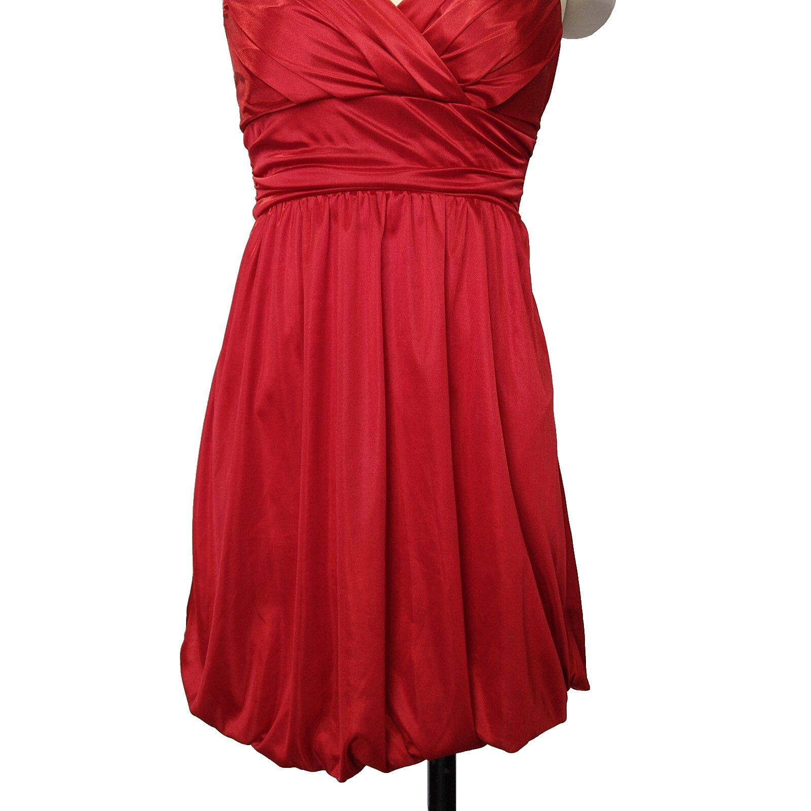Vintage Y2K Red Satin Mini Dress Size M Trixxi Halter Bubble Hem Hoco Formal
