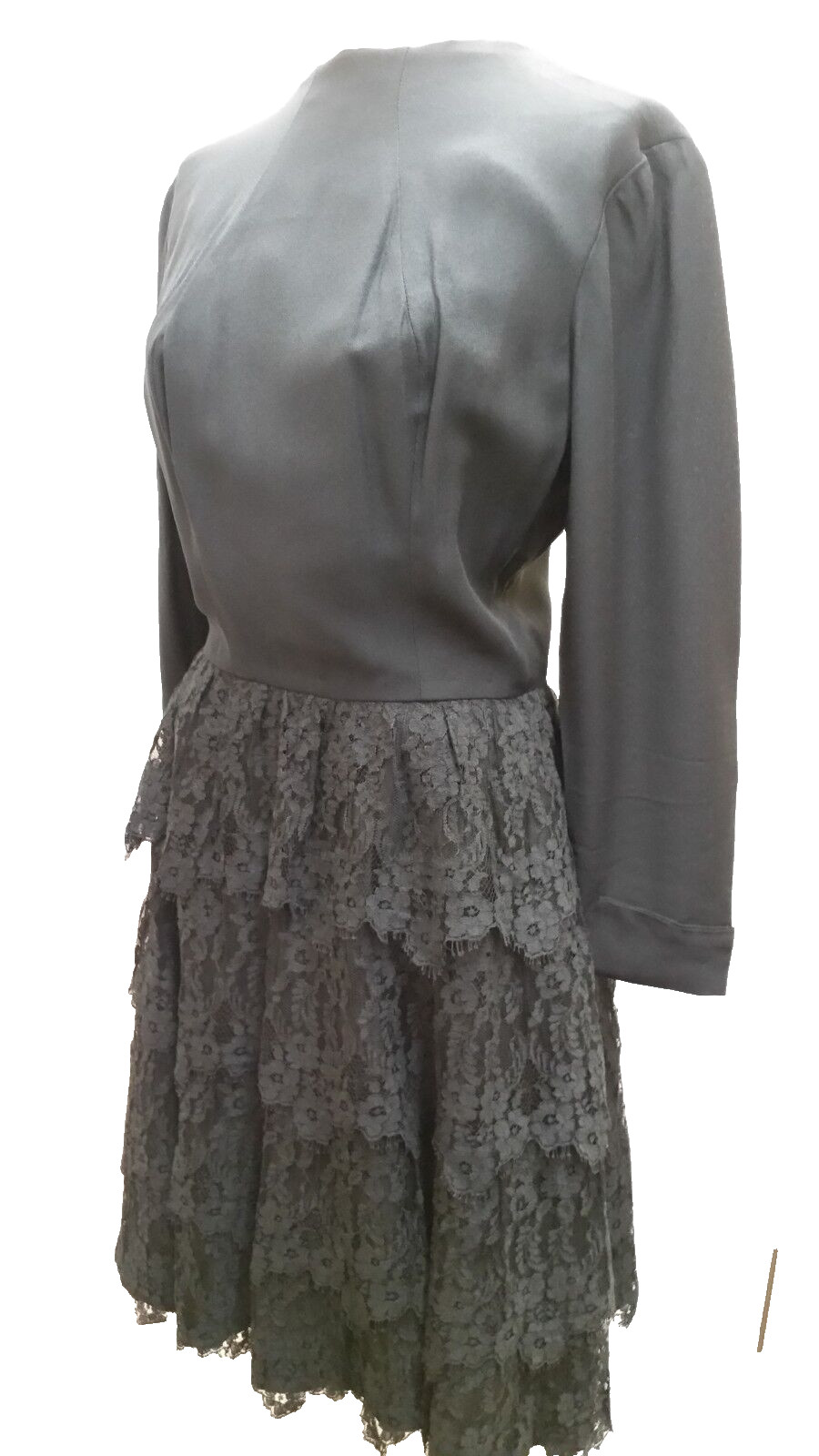 Vintage 1960’s Black Crepe Rayon & Lace Cocktail Dress by Lilli Diamond S/M