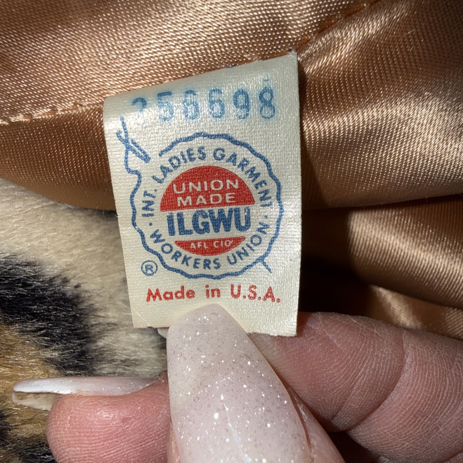 Vintage Camel Cape Faux Cheetah Fur Collar Double Breasted 70s USA Union Made