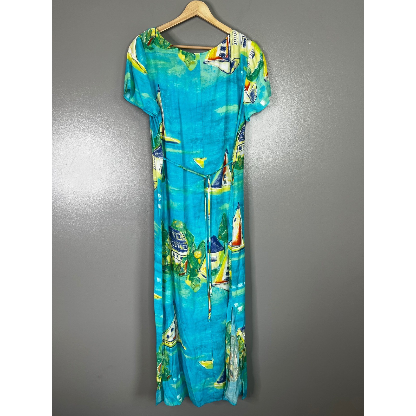 Vintage 80’s 90’s maxi dress sailboat print resort wear beach vacation cruise