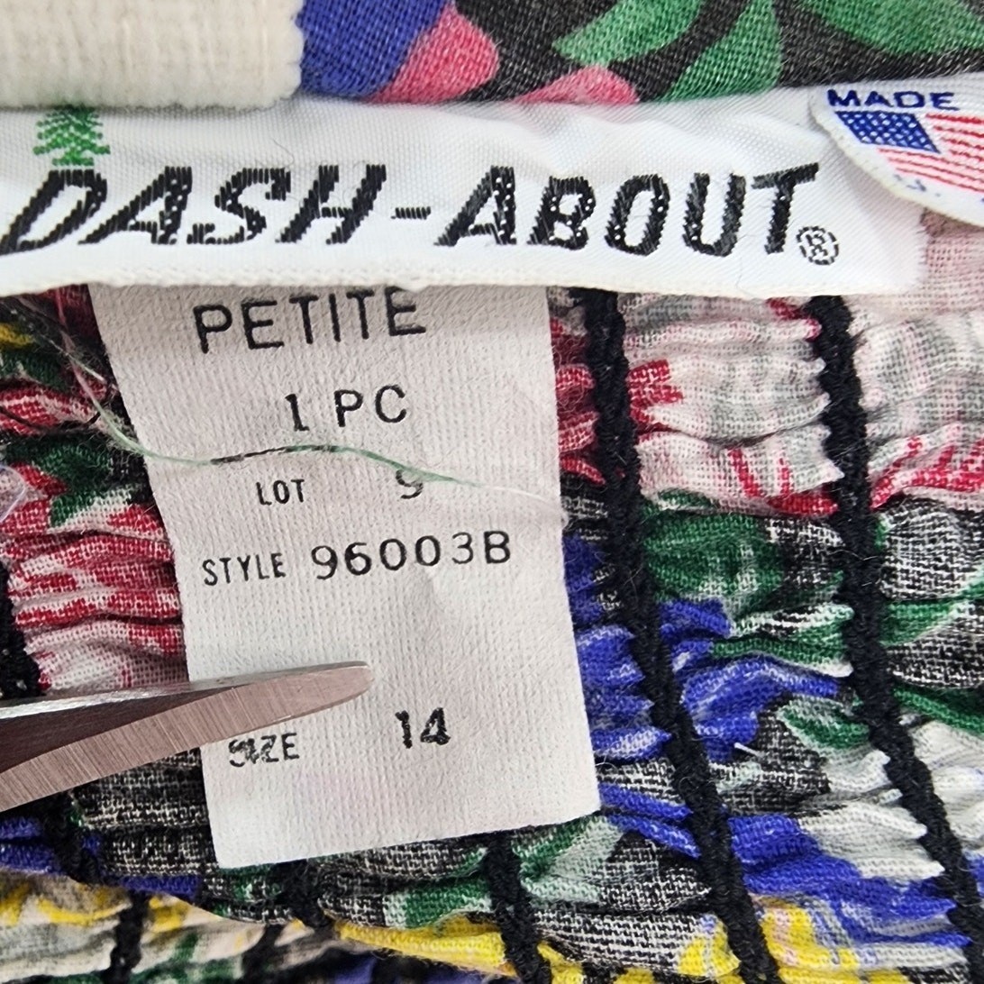 Vintage 70s DASH-ABOUT Dress Set Womens XS Multicolor Floral Sundress Jacket