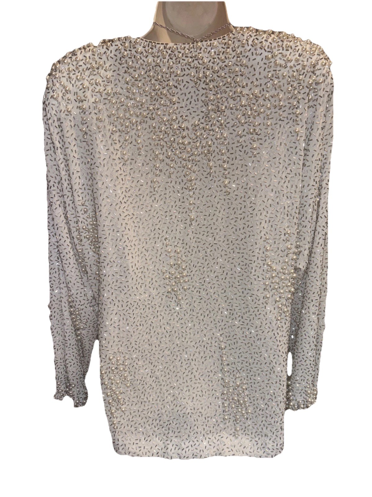 Vintage Victoria Royal Ltd Pearl Beaded Sequin Embellished Evening Tunic Top 12