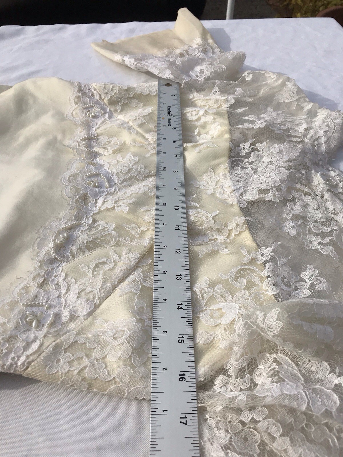 Vtg 60s 70s Lace Cream Wedding Gown Dress Edythe Vincent Alfred Angelo Boho S M