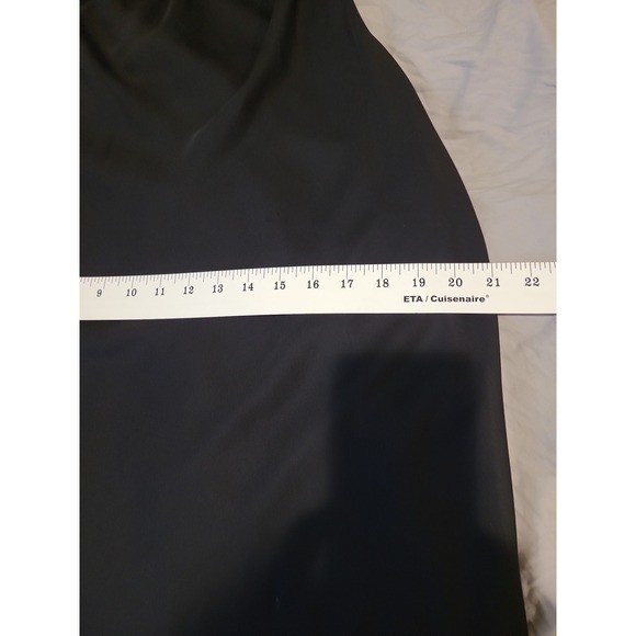 Vtg. KARINA NITES elegant Black slip dress maxi gown draped Neckline Women SZ 8