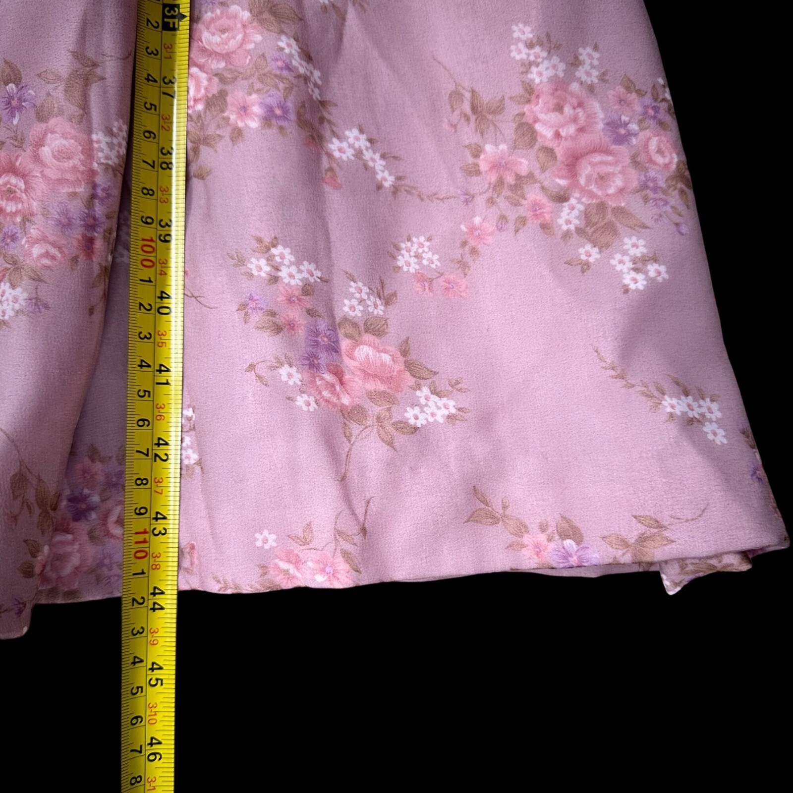Vintage 1980s Pretty In Pink Floral Dress Shear Puffy Sleeve Rose Flower Cottage