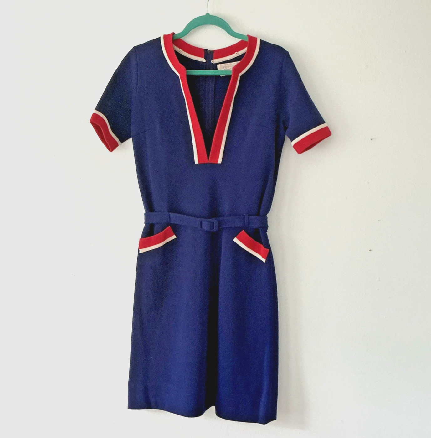 1968 Vintage Samuel Winston Mod Wool Knit Dress Italian Boutique Classic Couture