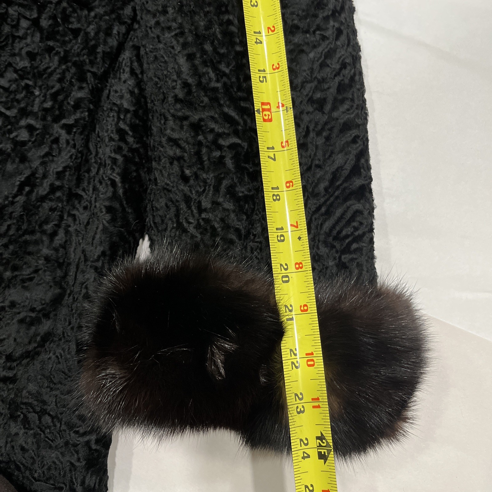 Vintage Persian Lamb Coat Mink Collar Large Black Brown Curly Lamb Old Money