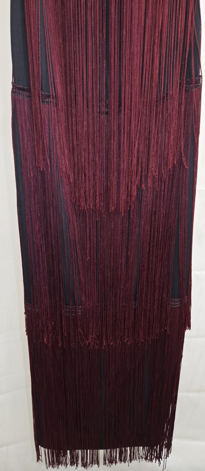 Vintage Womens Jack Hartley 70s Flapper Halter Dress Black/Burgundy Size Sm