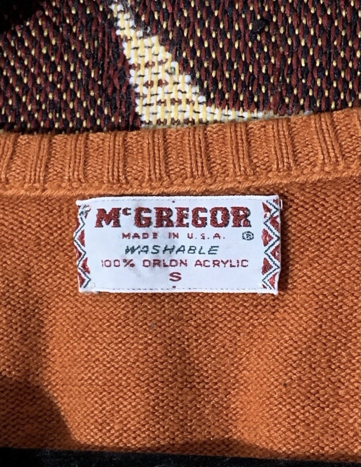 Vintage 60s Womens Mcgregor Orlon Acrylic Knit Sweater Size S USA MADE Orange
