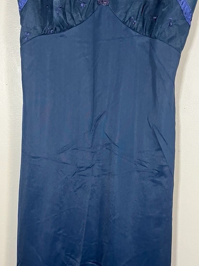 Vintage Butterfly Sheer Lingerie Slip Dress Blue 34 Sexy Feminine Coquette 60s