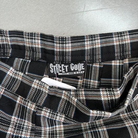 Street Code Plaid Pleated Mini Skirt Buckle Detail Black Academia Style
