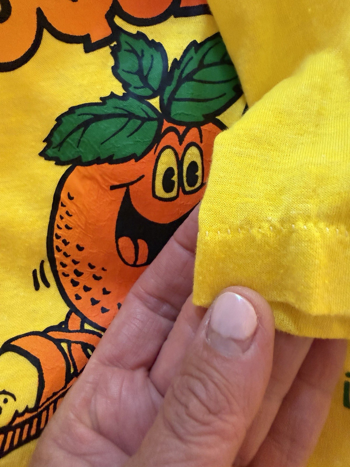 Vintage 70s Screen Stars neon yellow Squeeze Me Florida baby tee S single stitch