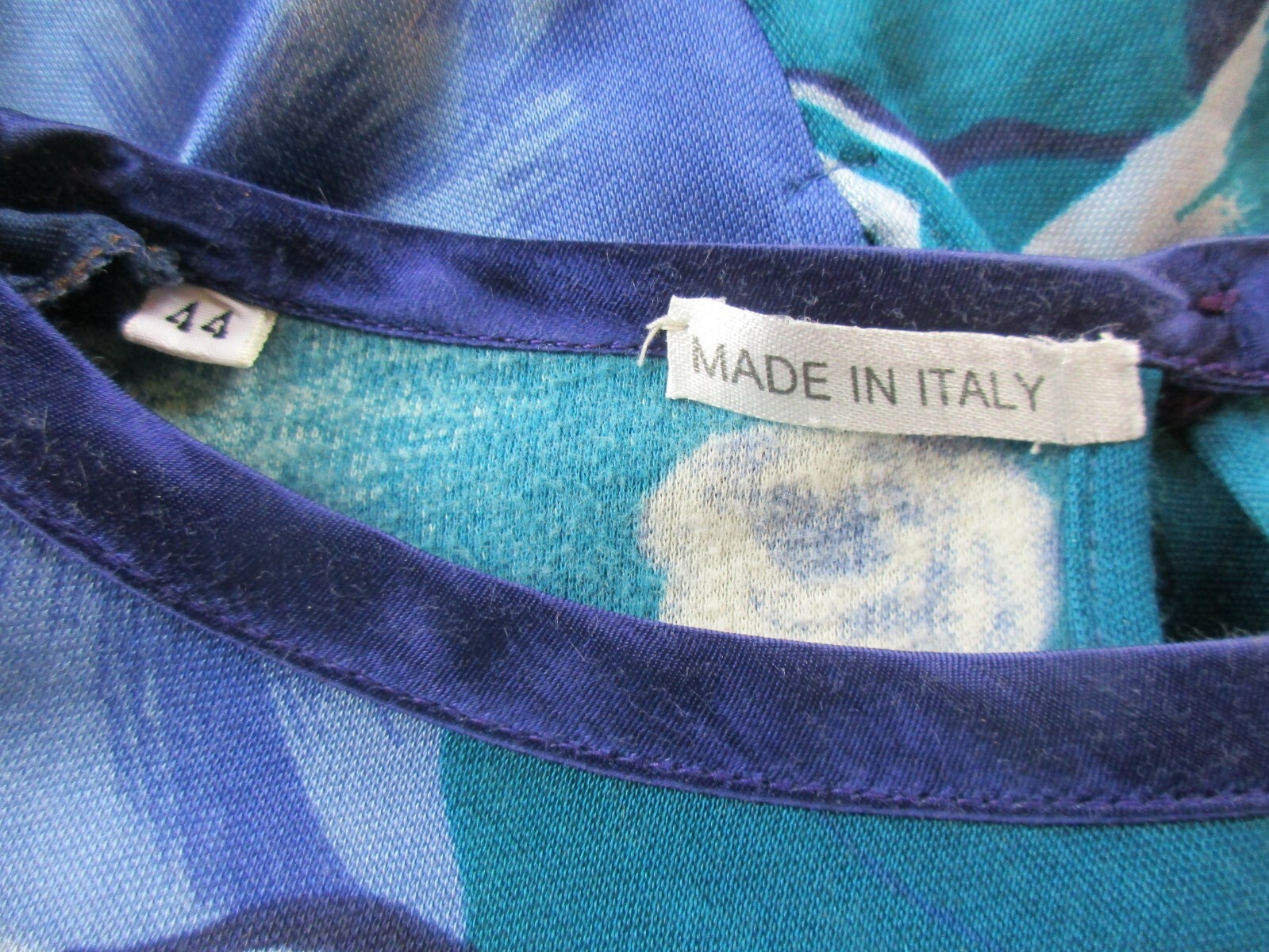 Vintage 1980s Dress Large Flowers Blue Green 34 36 M Made in Italy 8 Floral