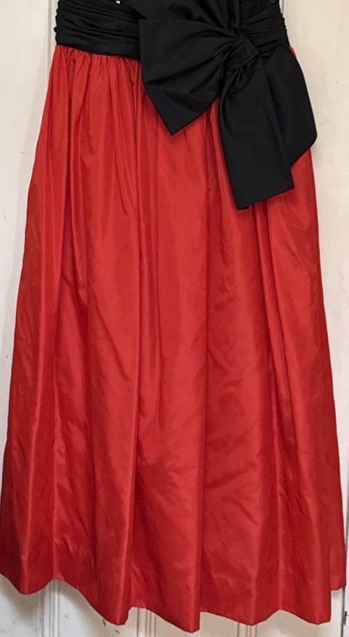 1980’s Prom Formal Dress Taffeta Lace Black Red Size 10 Mario Forte After Five