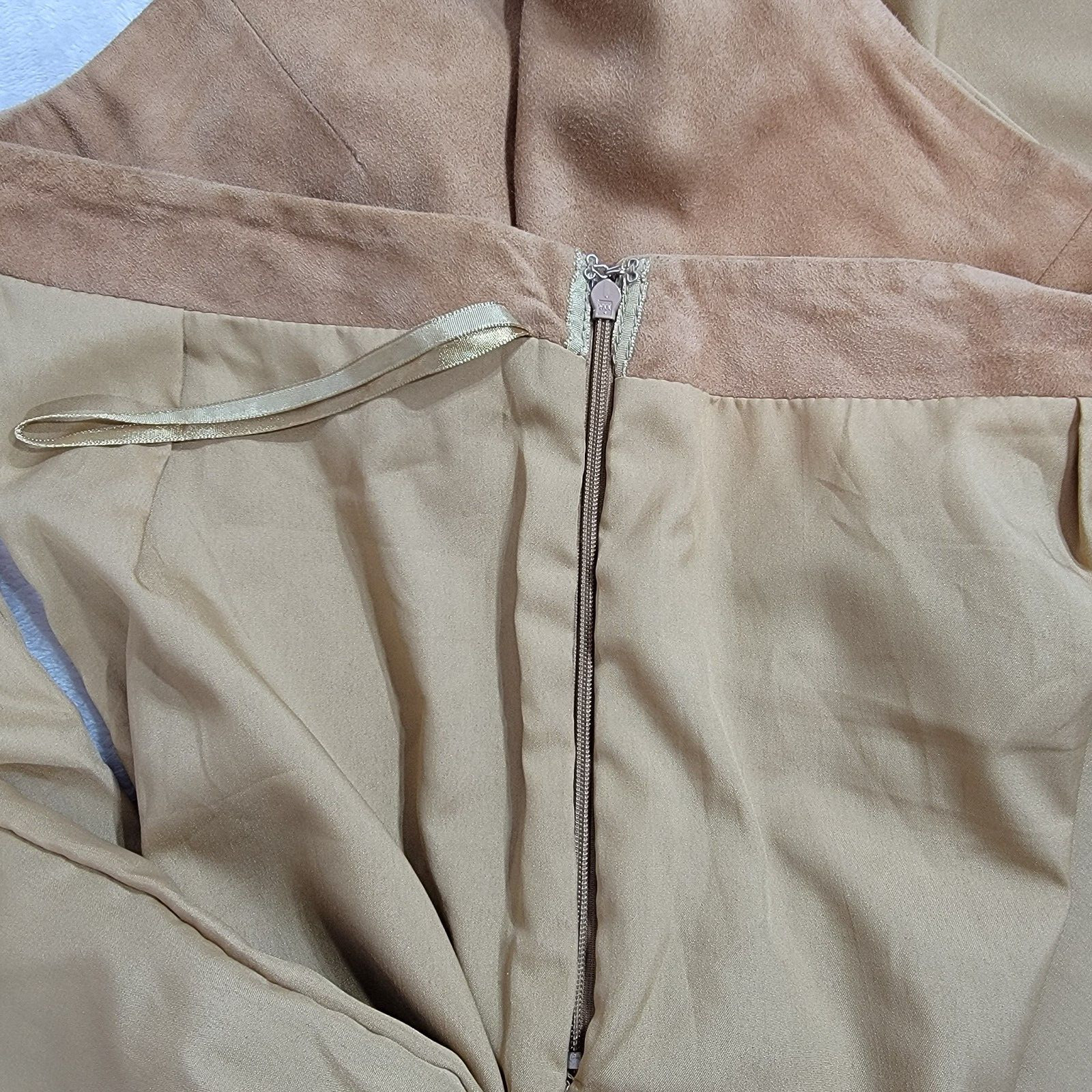 Vintage Lillie Rubin Pant Womens 10 Tan 100% Goat Suede High Rise Bell Bottom