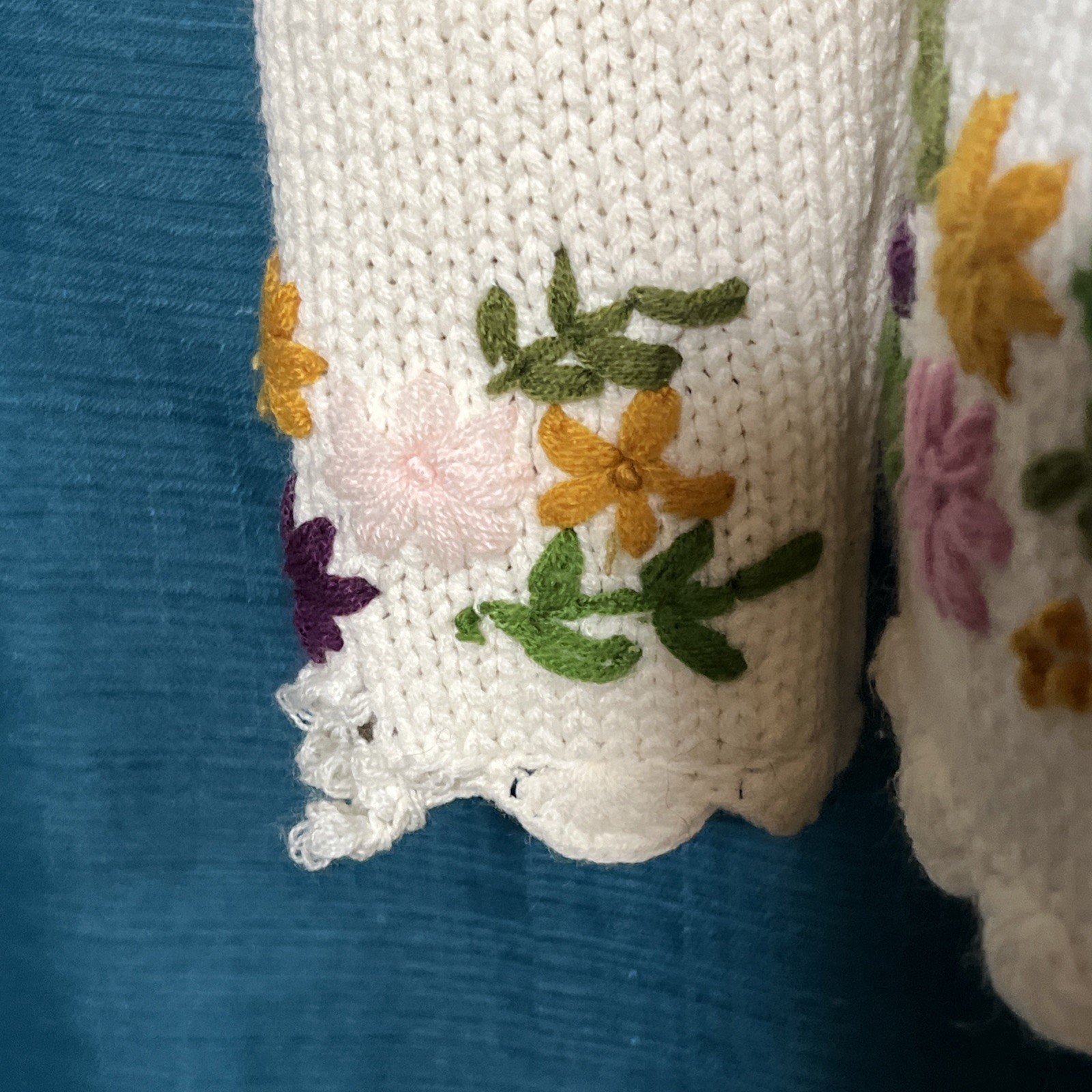 Vintage Embroidered Cardigan Sweater Floral. PLEASE READ DESCRIPTION. Needs TLC
