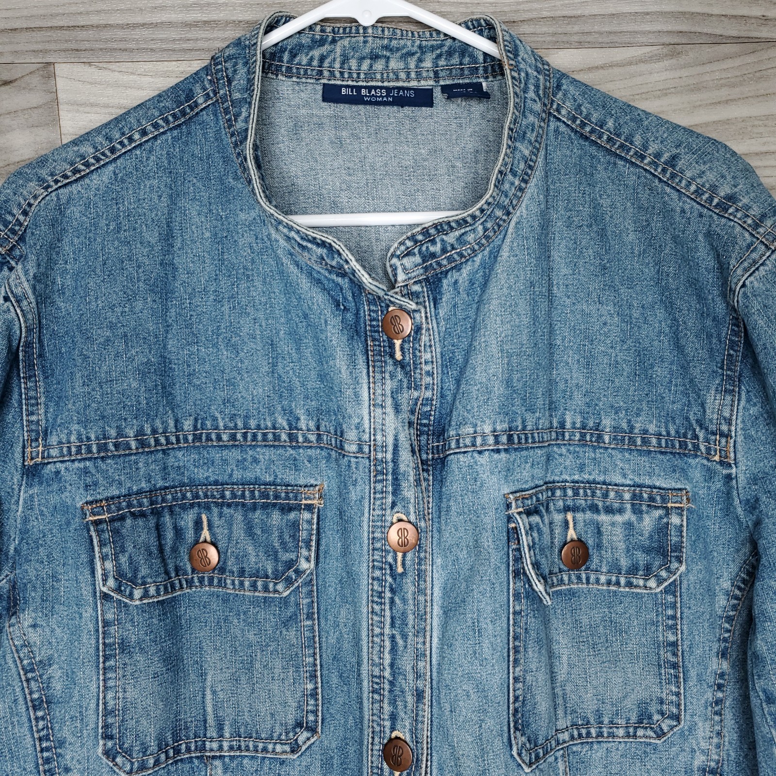 Vintage Bill Blass Denim Blue Jean Barn Coat Jacket 100% Cotton Size 2X Y2k