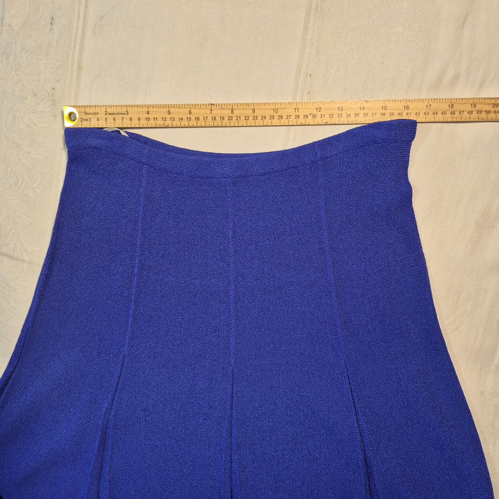 Vtg Castleberry Knit Skirt Suit Set Womens 14 Royal Blue Gold Button 80s MINT