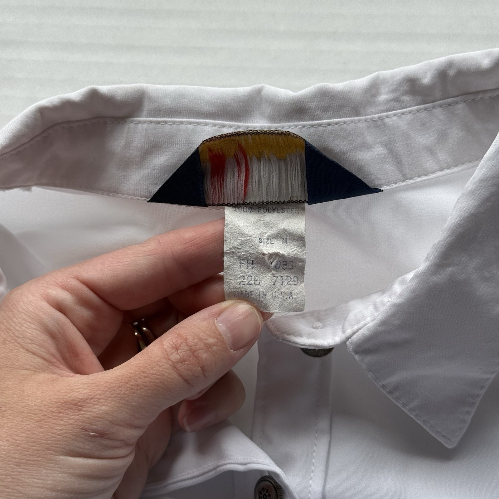 VTG Panhandle Slim White Ruffle Bottom Down Metal Buttons Western Rodeo M USA