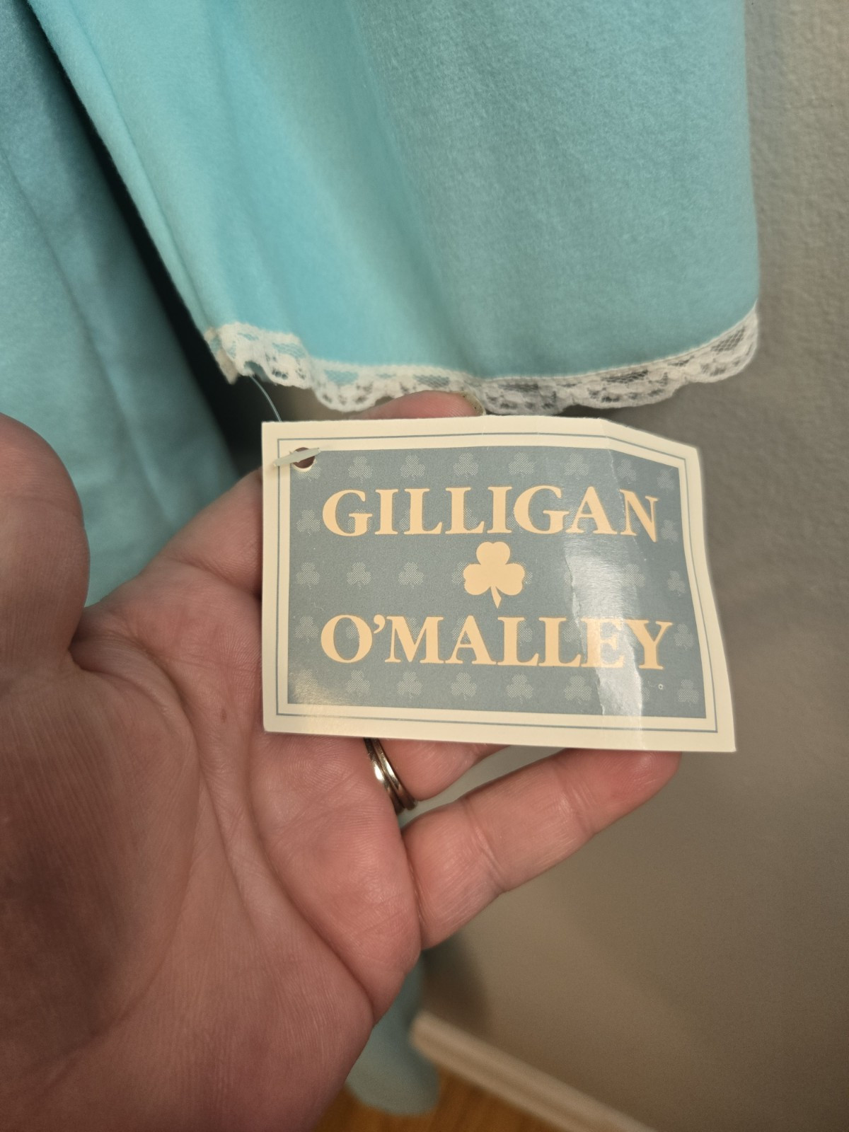 Vintage 1970s NWT Gilligan O’Malley Flannel Robe Prtl Zip Light Teal Sz M 12-14
