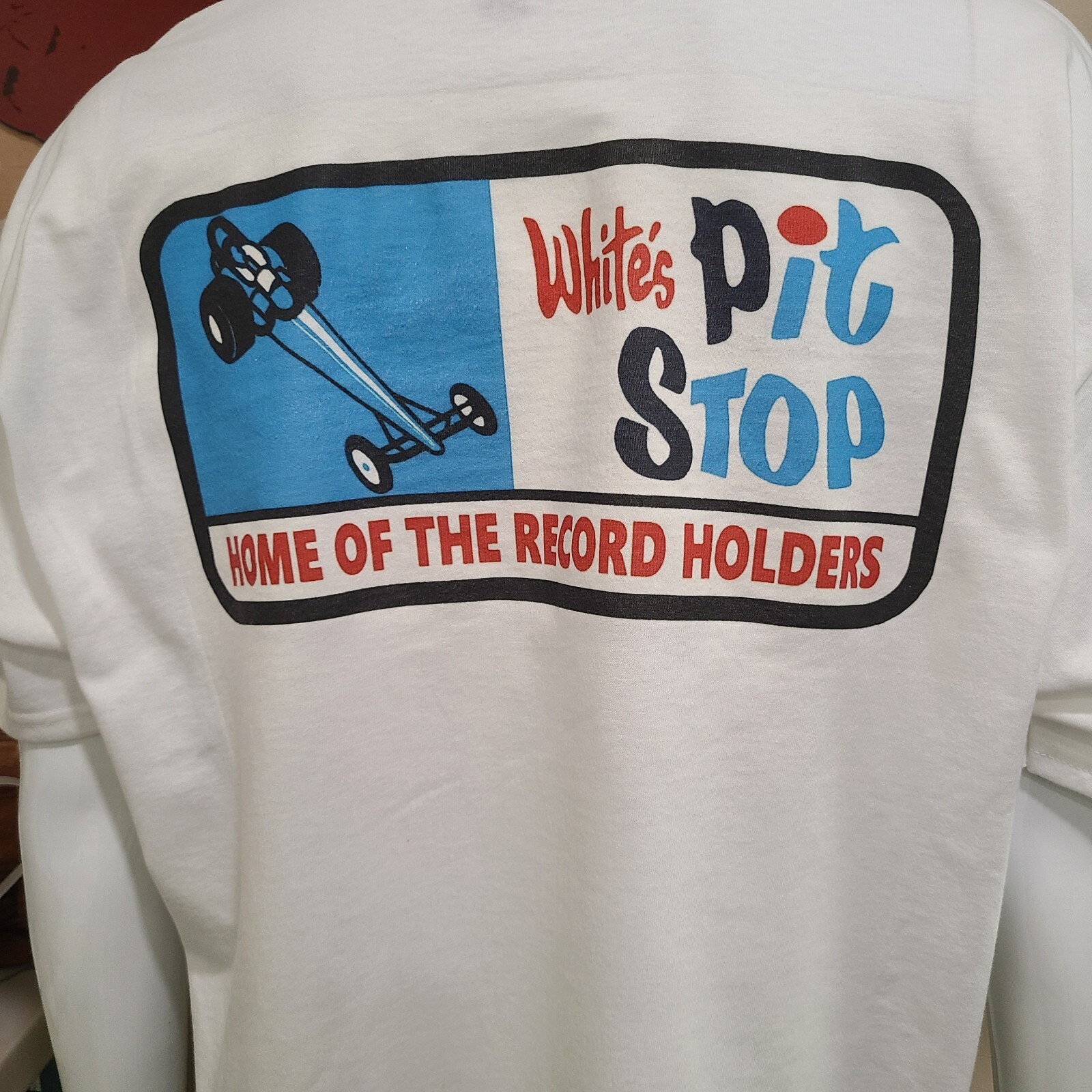 Vintage GASSER/DRAG/NASCAR/SPRINT/MIDGET RACE T-shirt WHITE’S PIT STOP