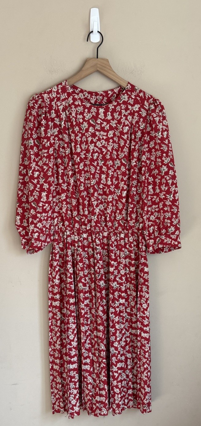 Vintage Dress 1980s 1990s Shirt Pleated Secretary Womens Size 10 12 JSJ