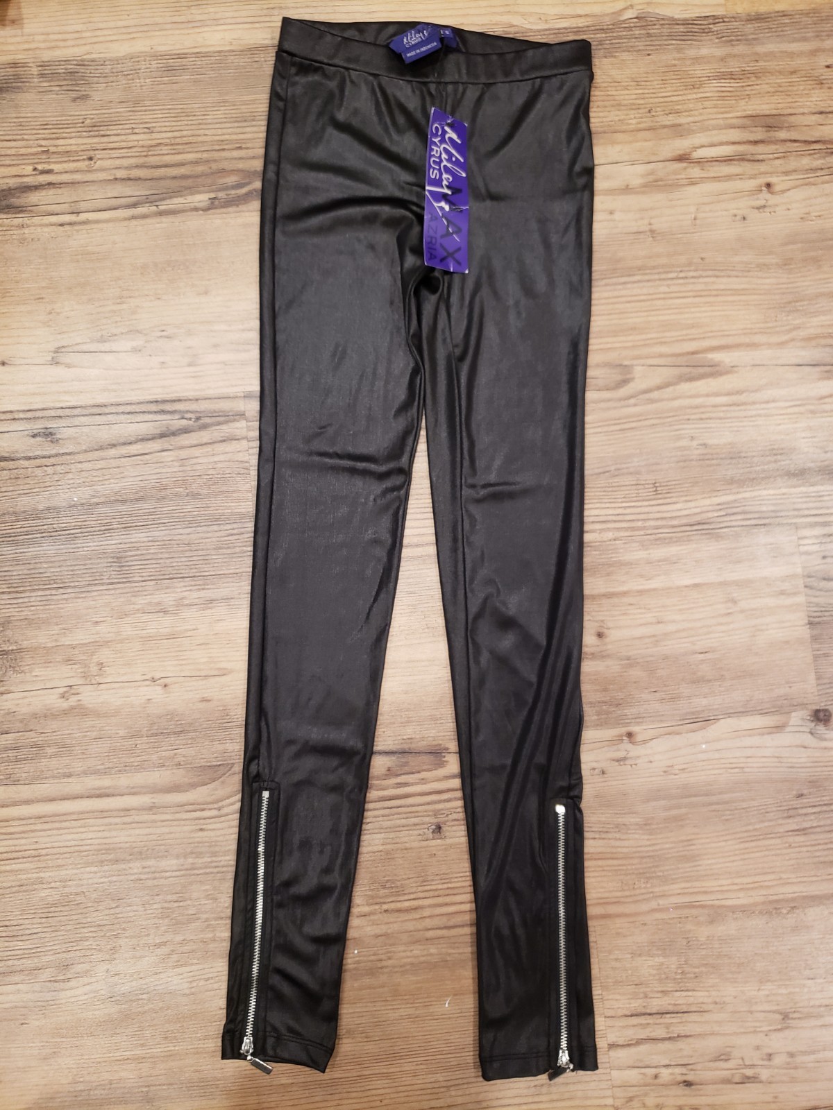 Dead Stock Vintage Y2k Miley Cyrus X Max Azria Zipper Shiny Leggings Size Small