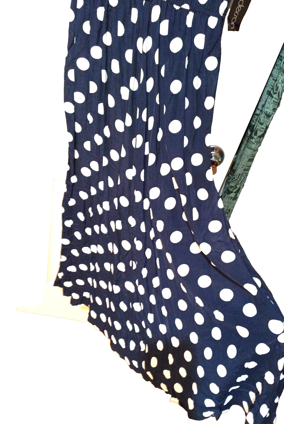 New 14 fit 10 vintage 80s NAVY BLUE white polka dot Midi SHIRT DRESS pockets NWT