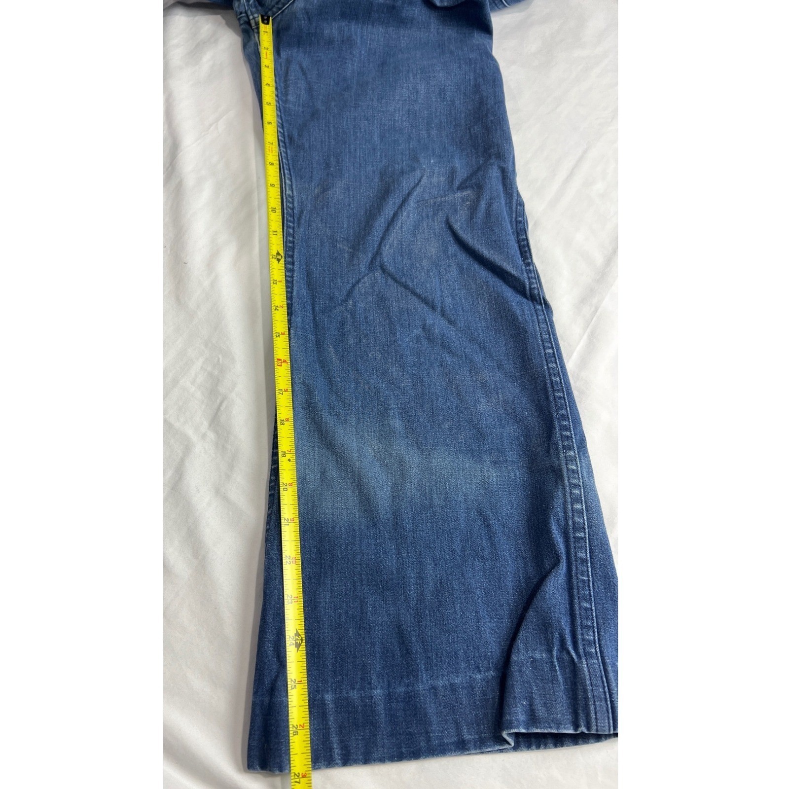 Vintage 1986 US Navy Utility Slacks Denim Hi Waisted Wide Leg Jeans 12L 26×27 G8