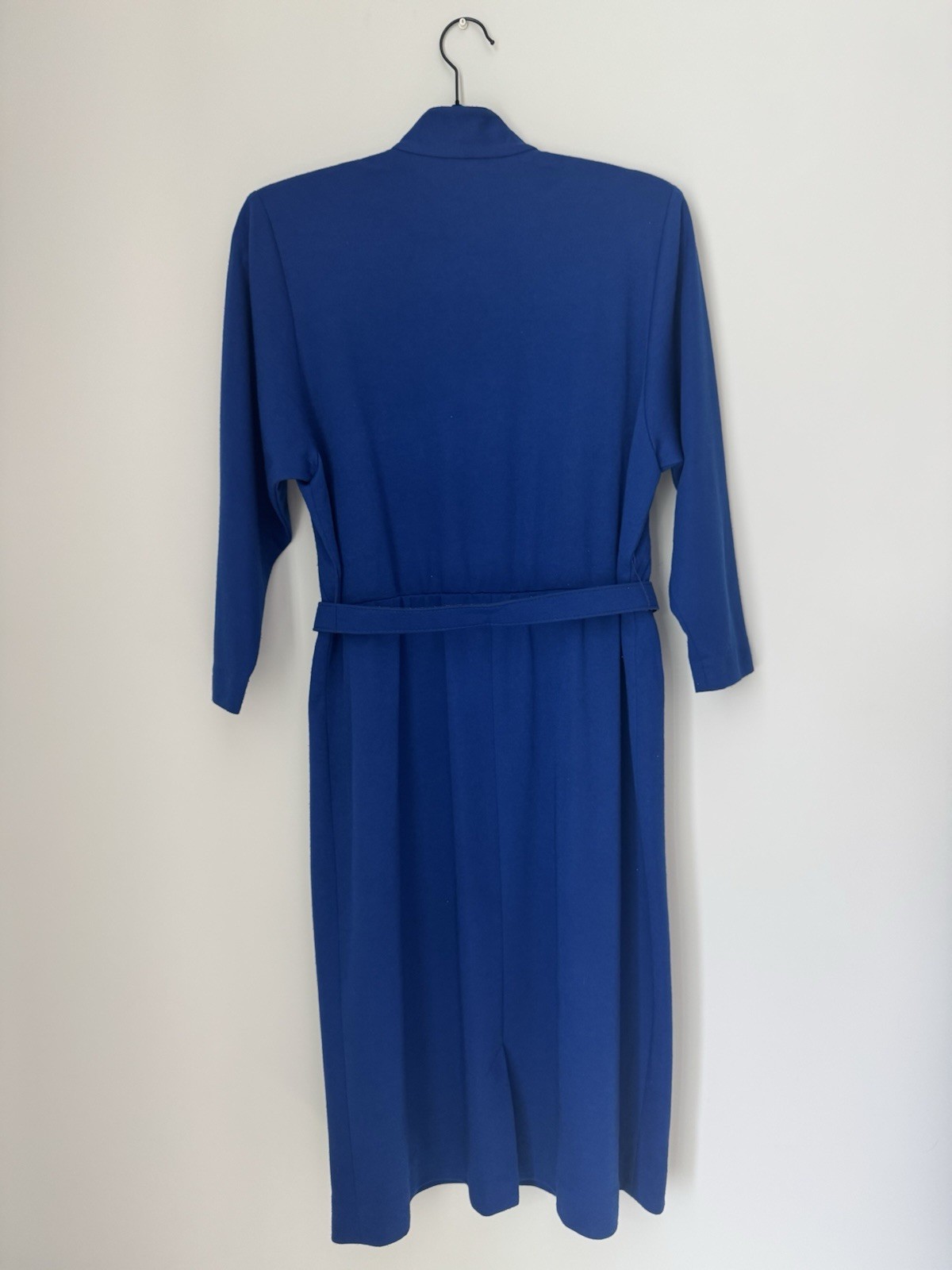 Vintage Petites by Willi Blue Midi Dress Belted USA Made Size 10