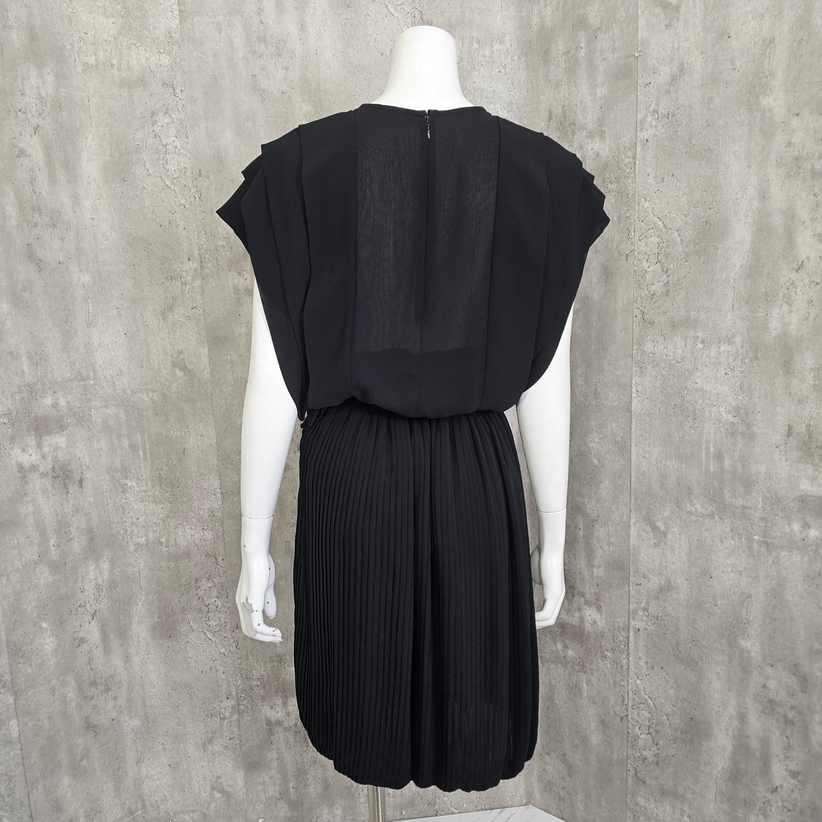 Vintage 80s Barboglio Cristina Jan Black Pleated Skirt & Sheer Blouse Set USA 4