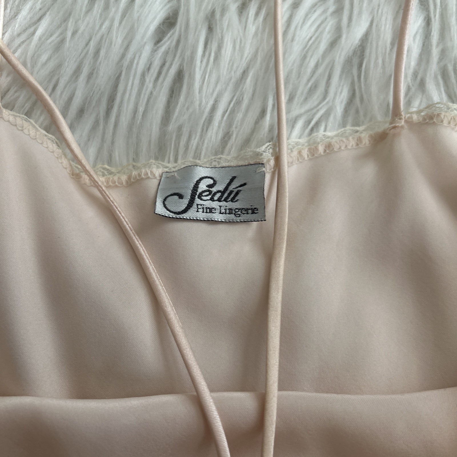 VTG Sedu Floral Lace Strappy Nylon Lingerie Nightgown Sz L Lovely