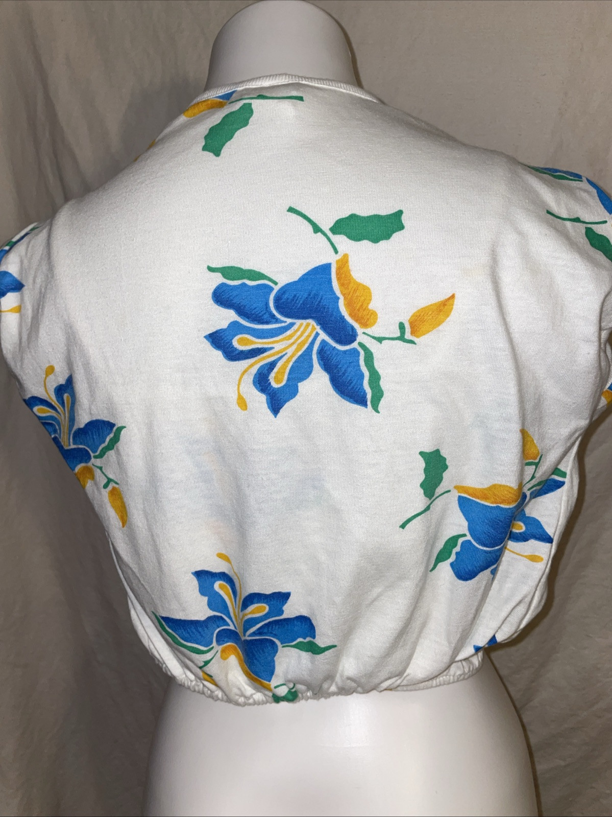 VTG 70s 80s Floral Top XS S M Tank Crop Shrug Topson Downs Disco Floral Skating