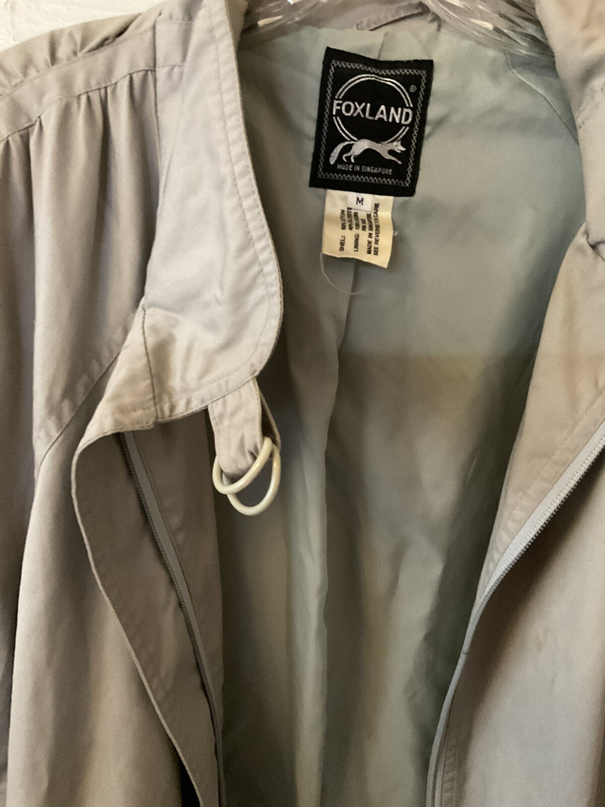 Vintage Y2K Rain Coat By Foxland Size M Circa 1980’s Gray Pleating Retro Vibes
