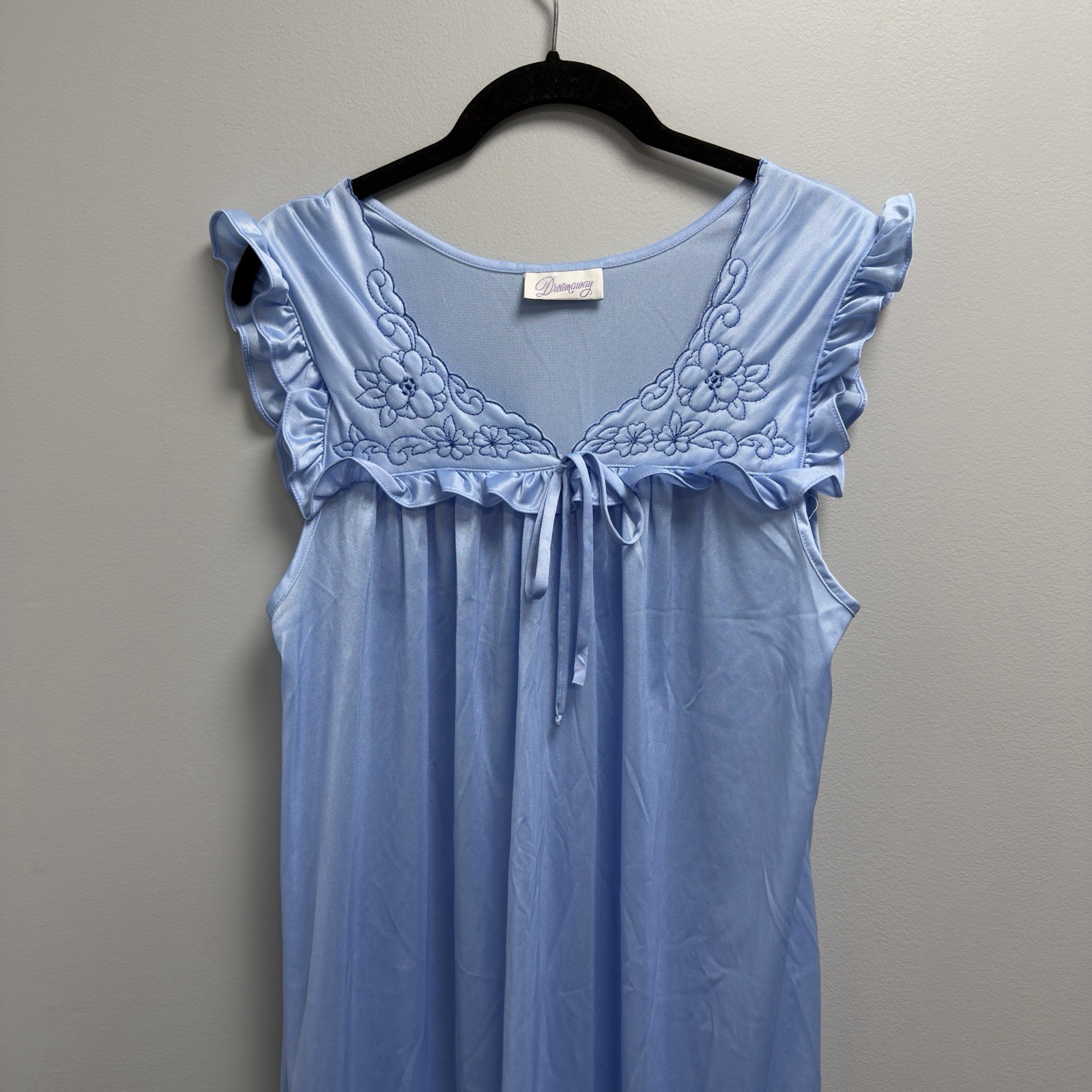 Vintage Womens Dream Away Nightgown Sleepwear Lingerie Blue House Dress S/M